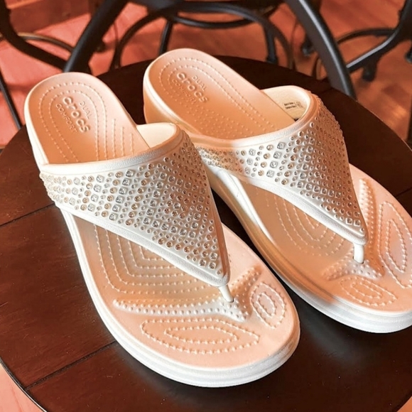 CROCS Shoes Crocs Dual Comfort Monterey Embellished Wedge Flip